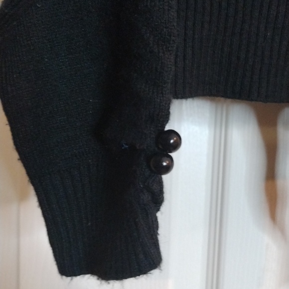 One Step Up Women's Black Fur Open Cardigan Size Medium ribbon tie - Picture 5 of 7